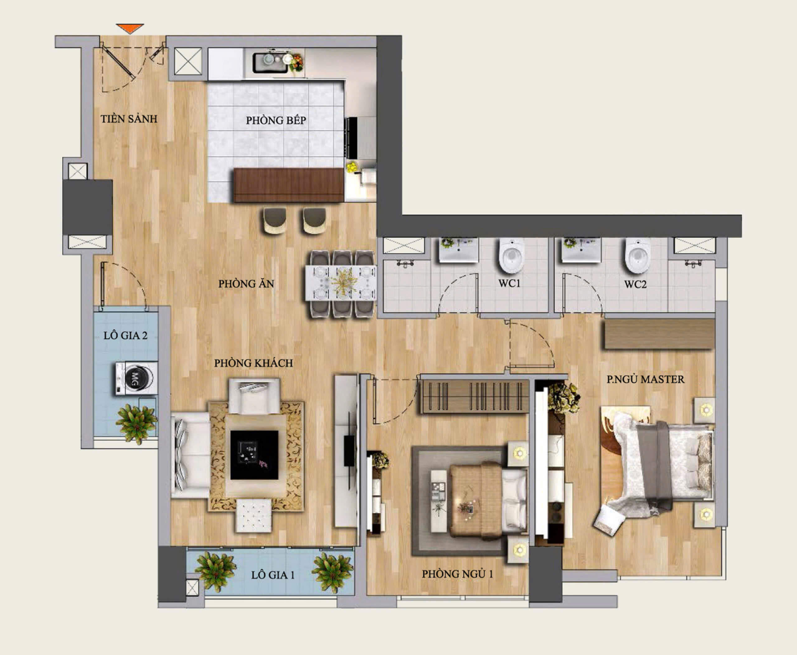 Bóc mái căn 2 Ngủ 89m2 The Nelson Private Residences