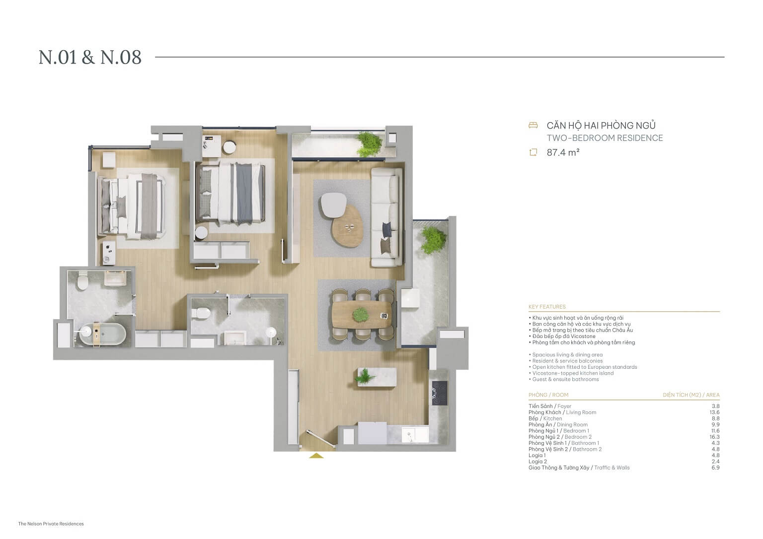 CĂN HỘ 2 NGỦ 87.4M2