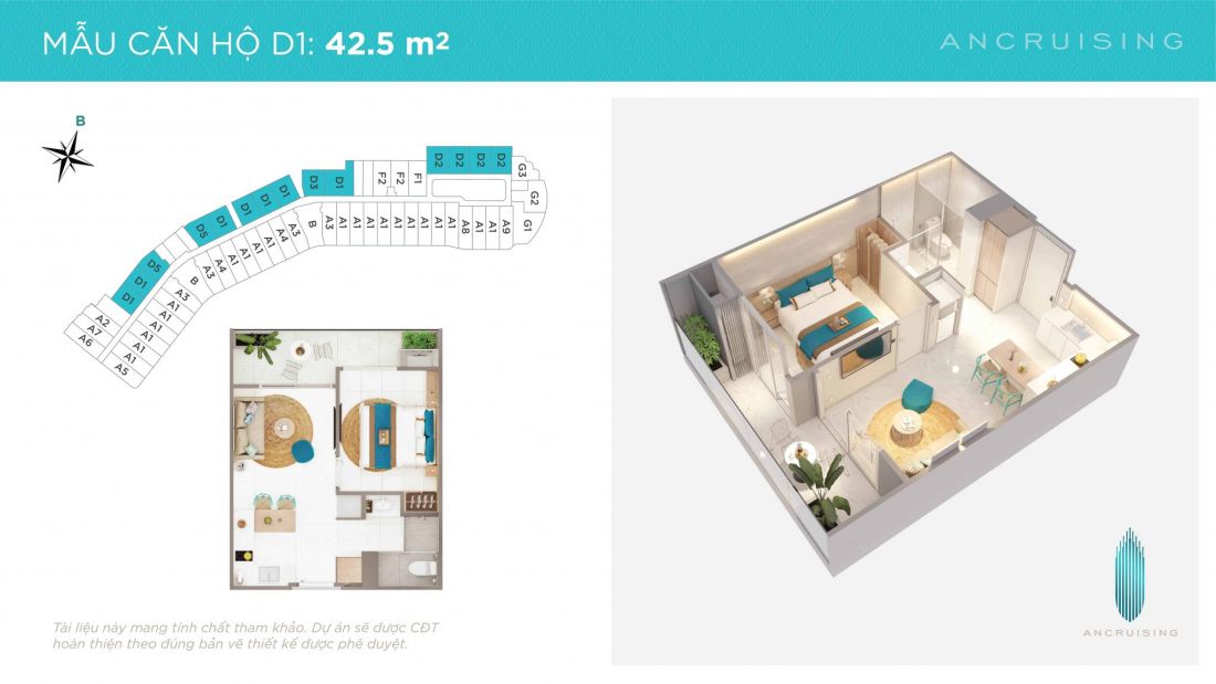 Thiết kế chi tiết căn hộ D1 40.2m2 tại Anh Nguyễn Horizon
