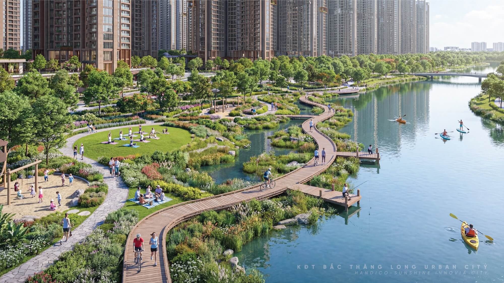 Đường dạo bộ ven sông tại dự án