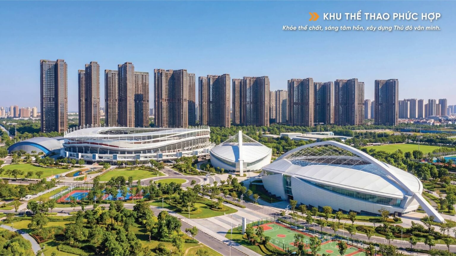 Khu thể thao phức hợp với đầy đủ các môn thể thao giúp cư dân rèn luyện sức khỏe