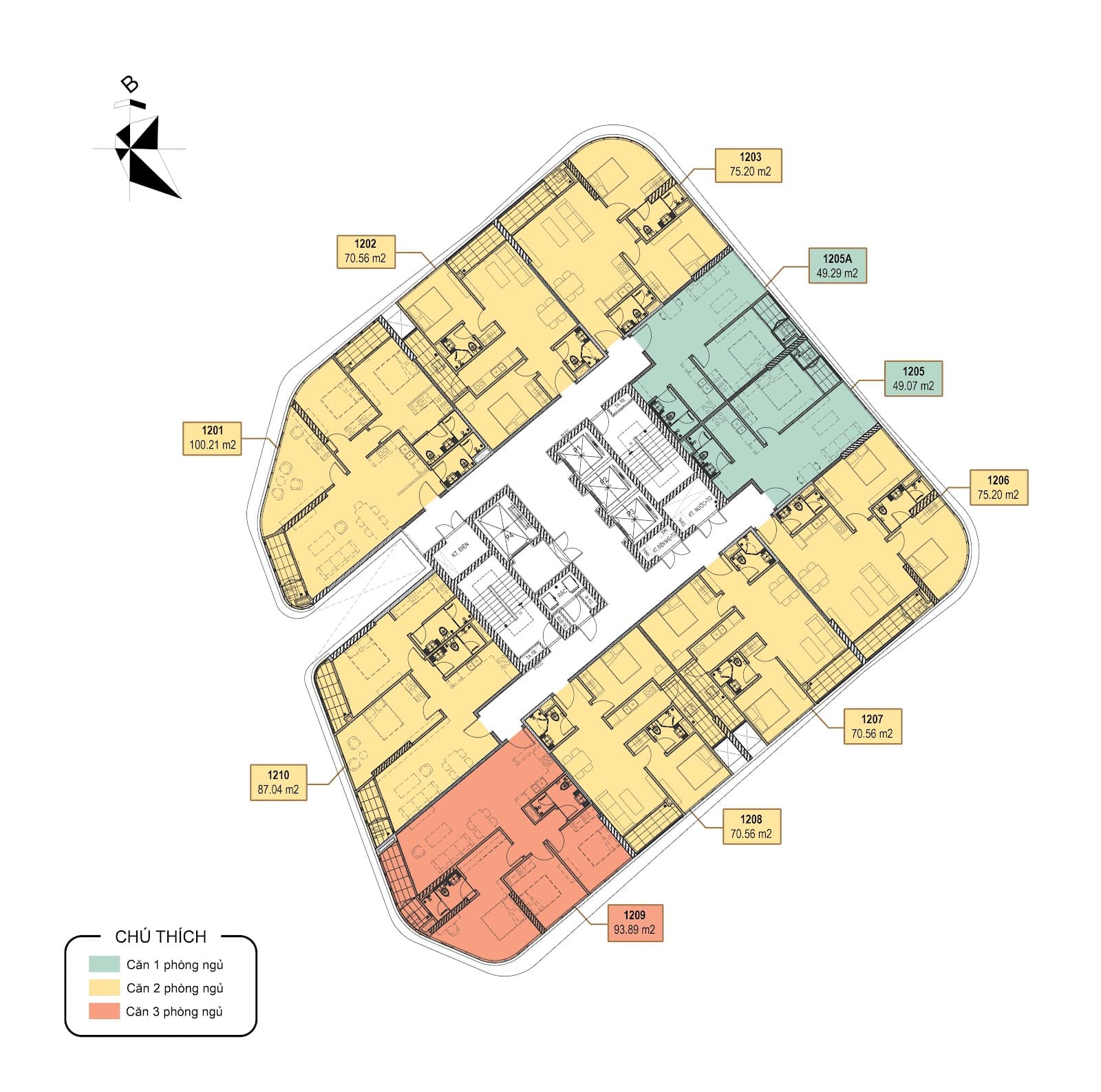 Mặt bằng tầng điển hình tại dự án The Central Hà Nội