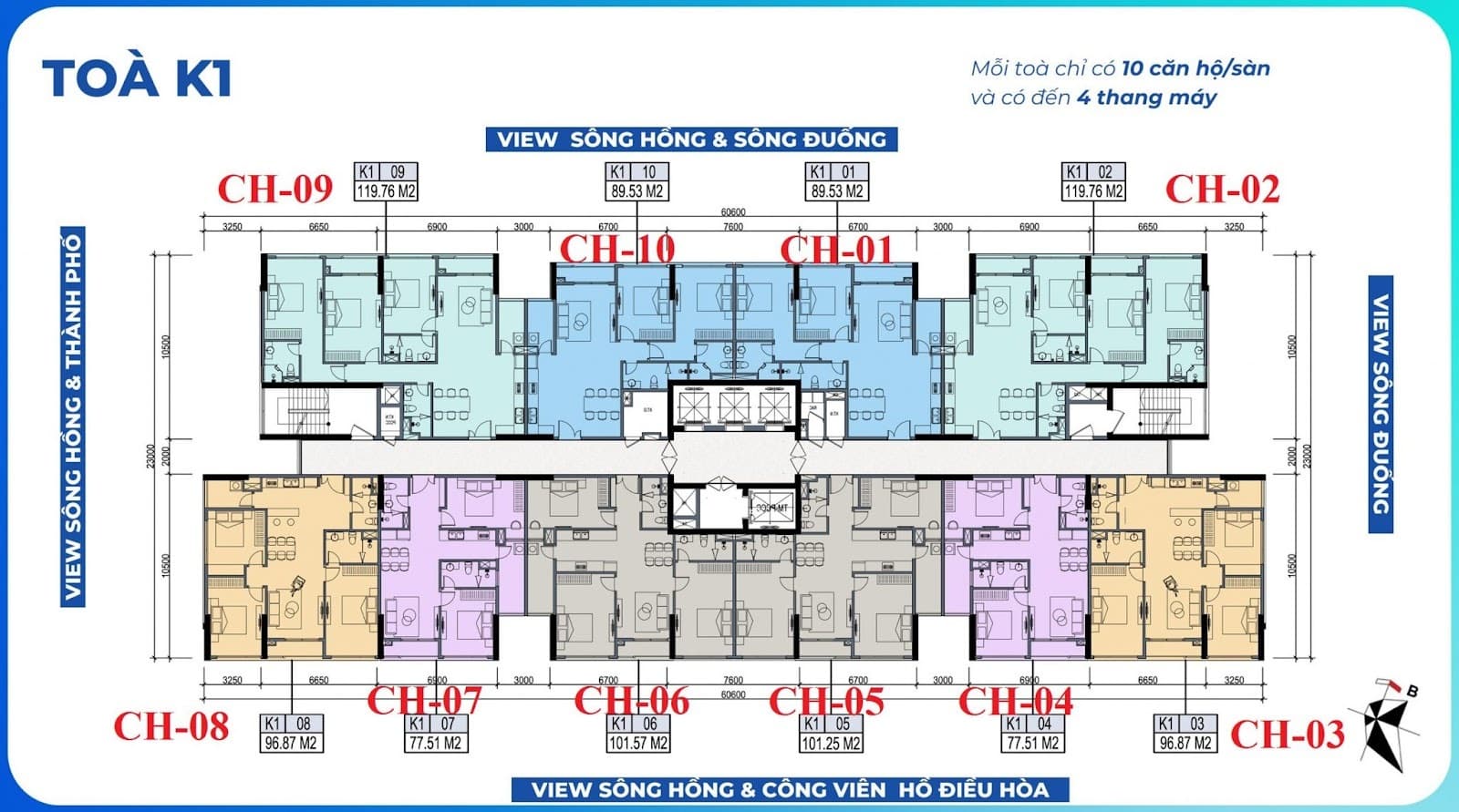 Mặt bằng tầng điển hình dự án Khai Sơn City