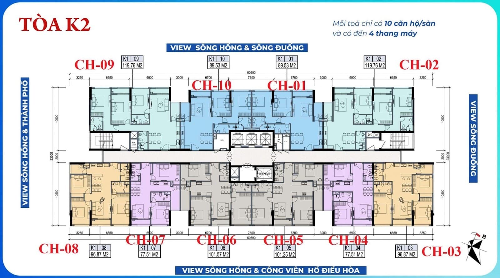 Mặt bằng tầng điển hình dự án Khai Sơn City