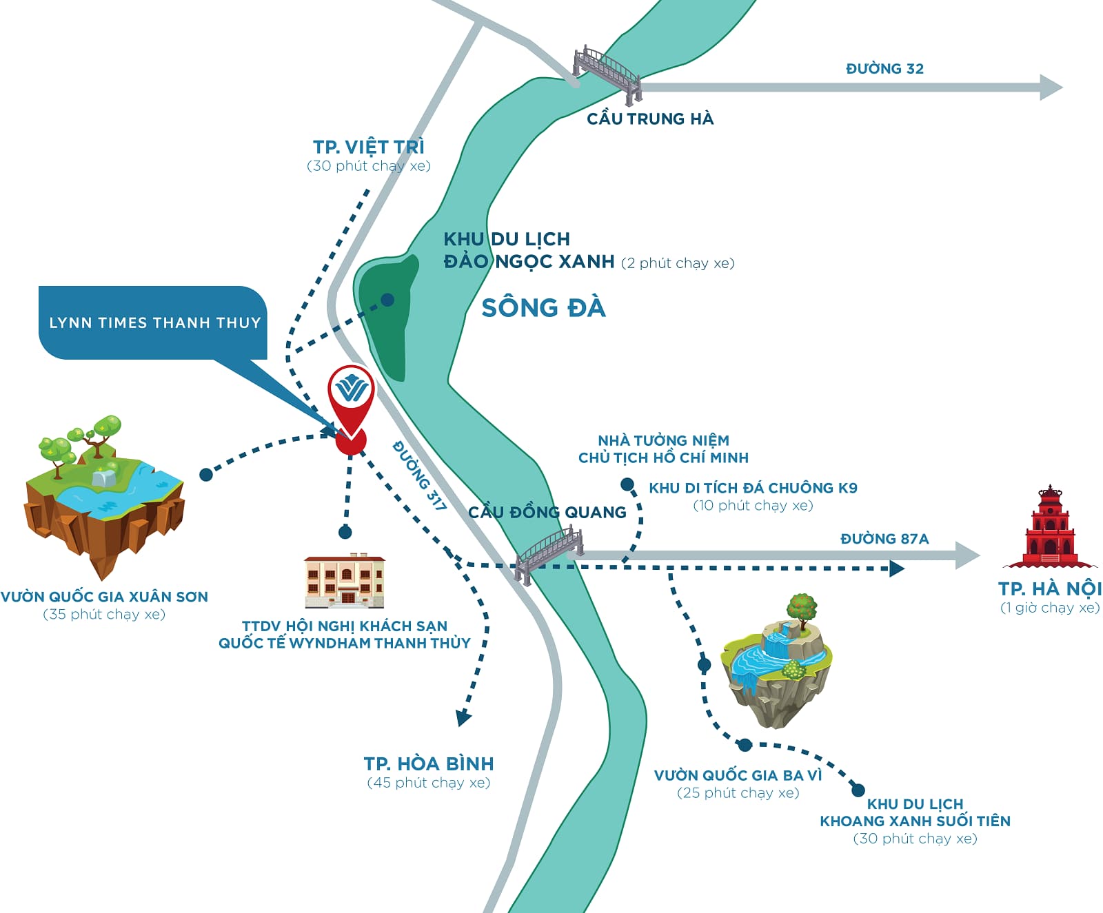 Vị trí dự án căn hộ Phối cảnh tổng thể dự án căn hộ nghỉ dưỡng Lynn Times Onsen Sky Garden Thanh Thủy