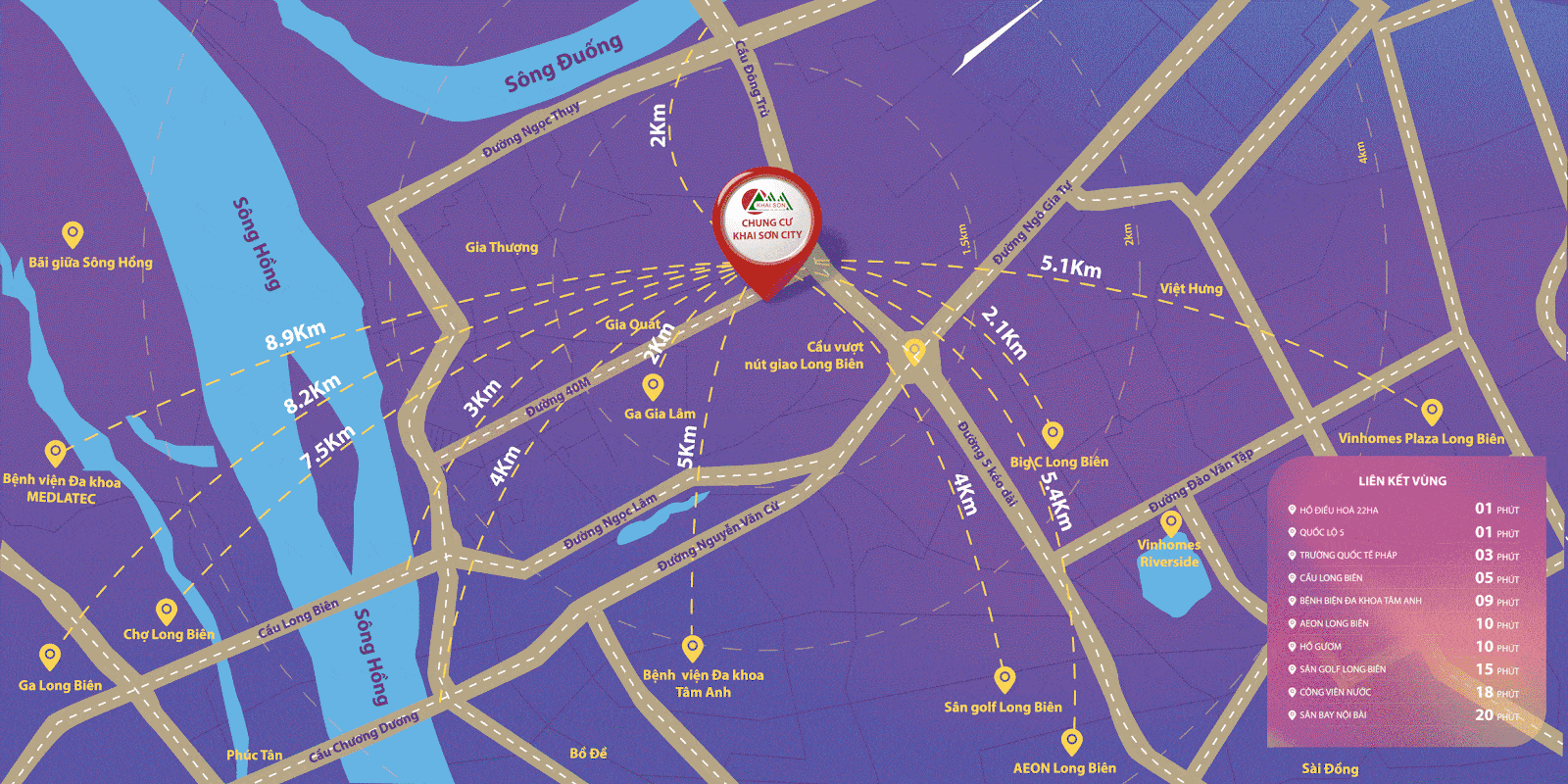 Vị trí dự án Khai Sơn City Long Biên