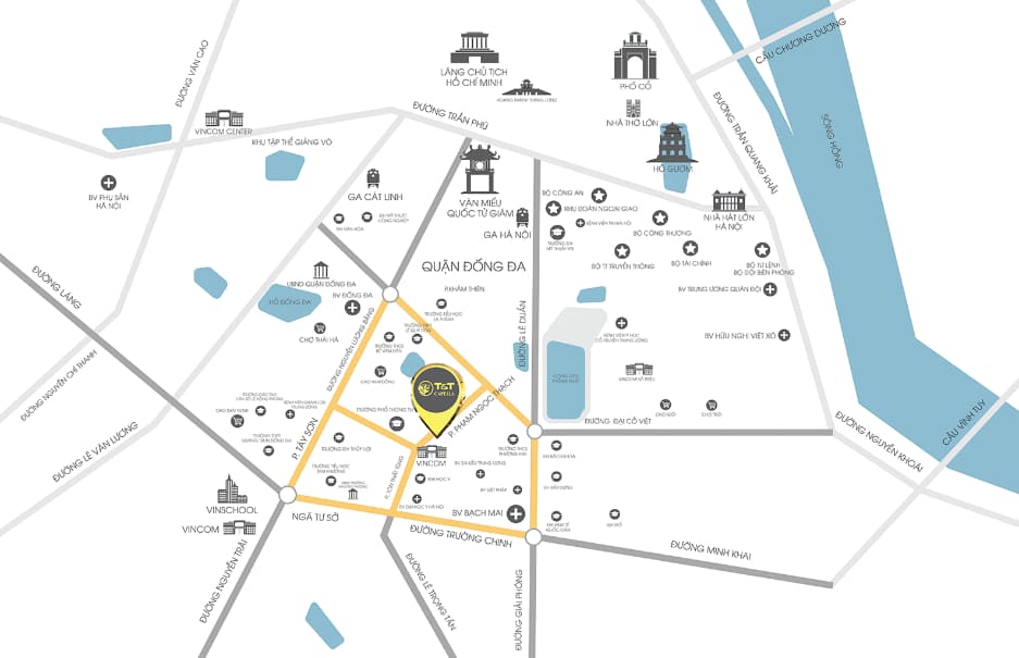 Vị trí tâm điểm kết nối quận Đống Đa của dự án The Central Hà Nội